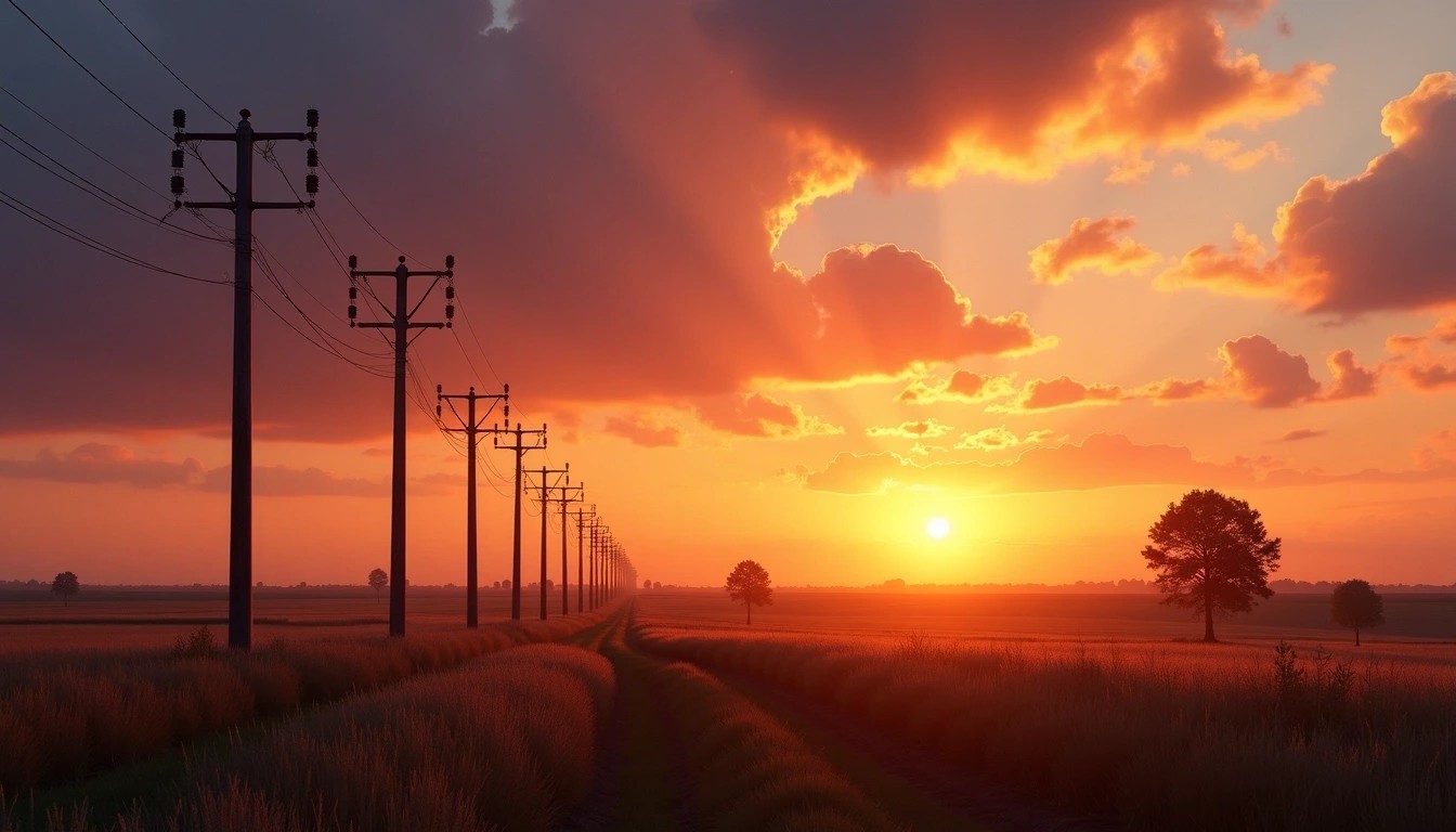 Wind turbines in a field, representing renewable energy.